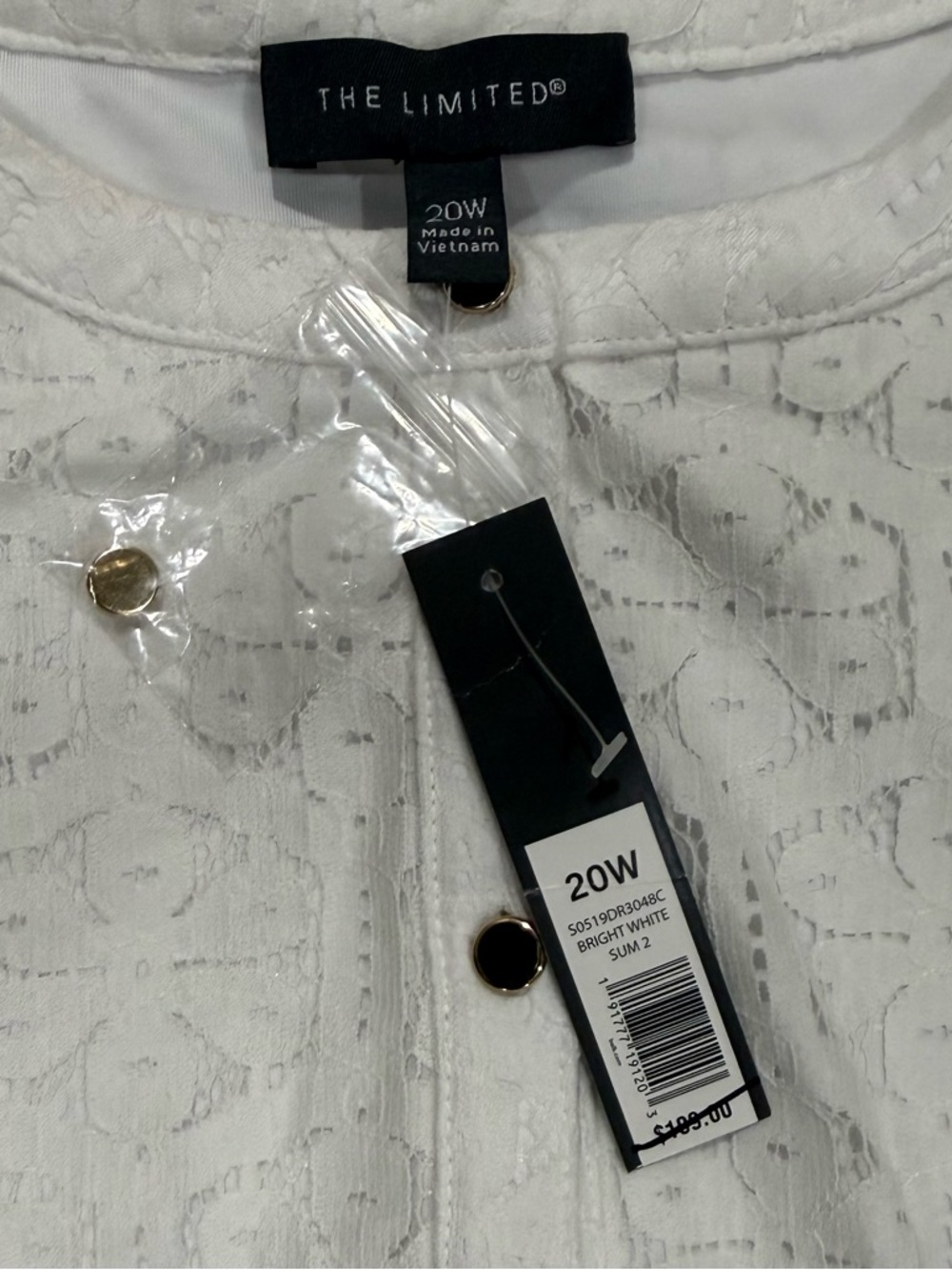 The Limited Lace Shirt Dress Womens 20W White Floral Eyelet Button Up Summer New - Picture 6 of 7